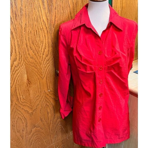NWT Red Multiples Button Down Shirt Size Medium #037 - Picture 8 of 8